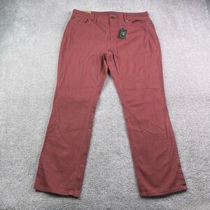 NEW LL Bean Pants Womens 16 Red Canvas‎ BeanFlex Straight Favorite Fit NWT